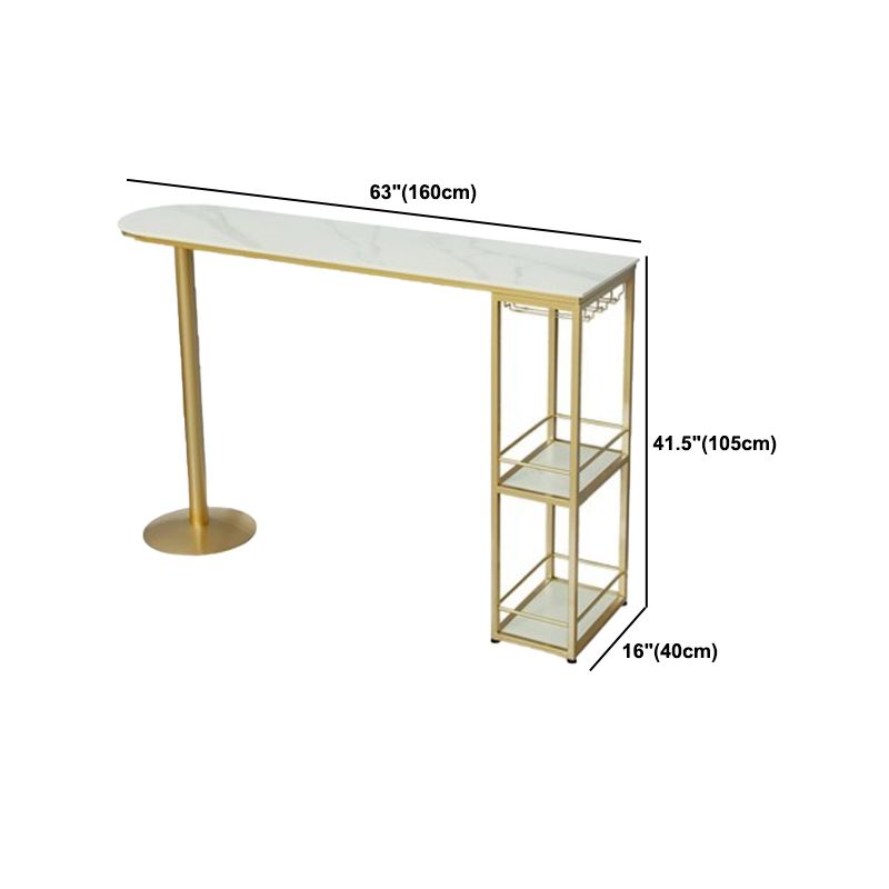 Glam Oval Bar Pub Table Set 1/3 Pieces Stone Top Bar Stool and Table Set