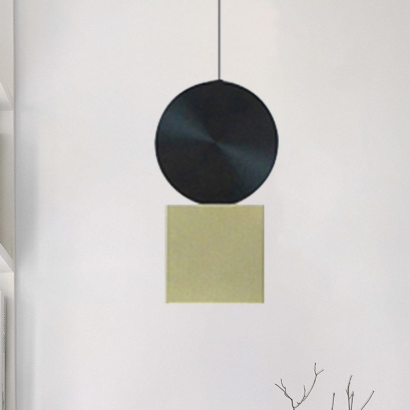 Drum/Saucer/Cylinder Hanging Pendant Light Minimalist Metal 1 Head Hallway Pendant Lighting in Gold