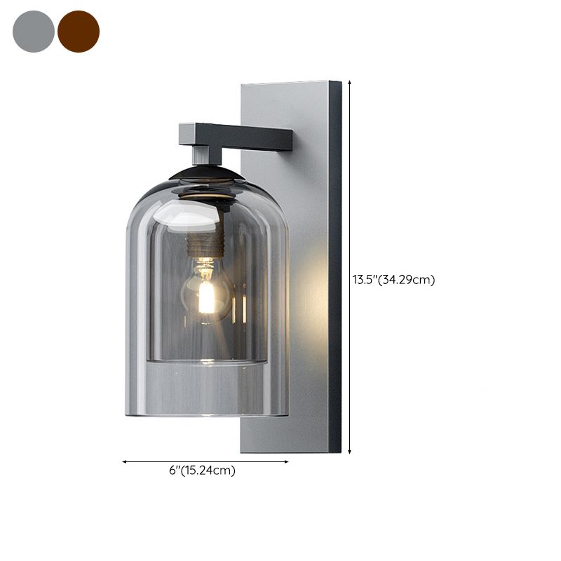 Single Modernism Silver Finish Wall Mounted Sconce Glass Shaded Wall Light