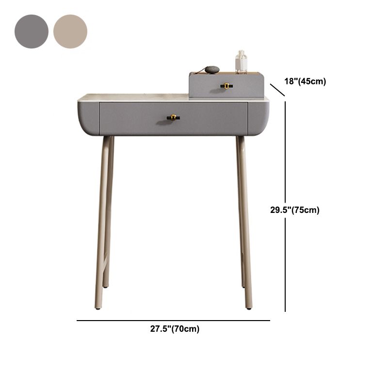 Glam Wood/ Marble With Drawer Vanity Table and Stool Set for Bedroom