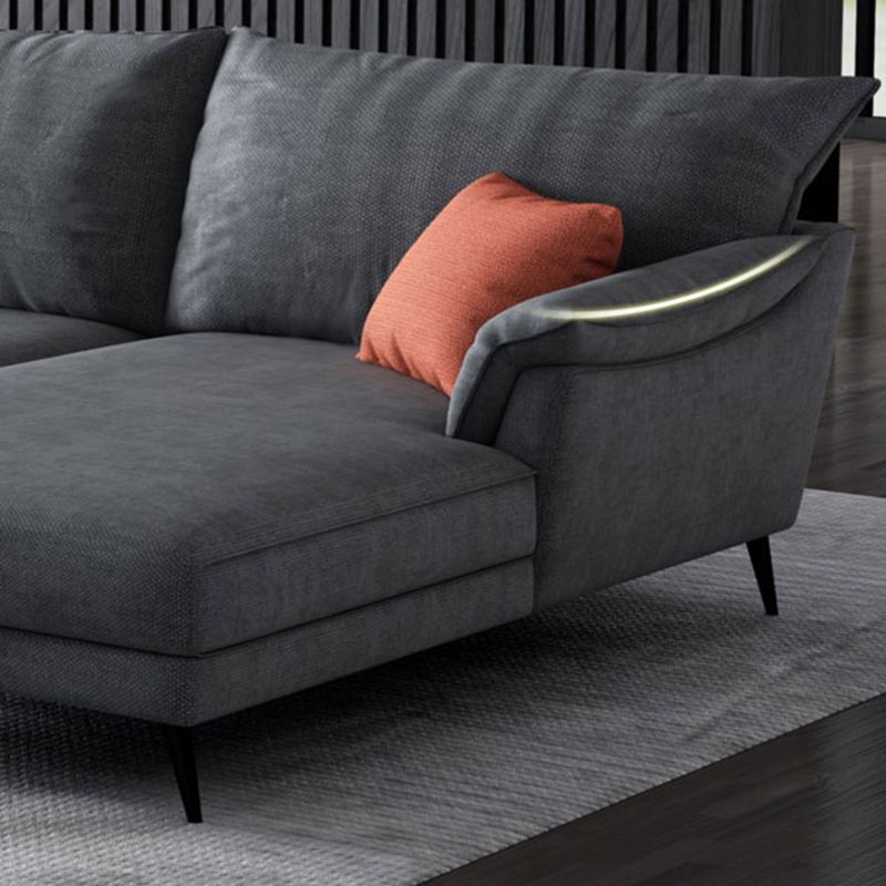 36"H Contemporary Sectional Sofa Fabric Grey Sectionals with Bostol Pillows