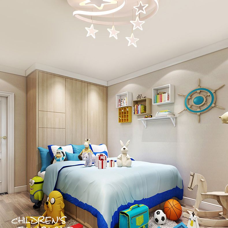 Estrella & Luna en forma de niños Cuarto de iluminación de la iluminación del techo LED de montaje de luz para el jardín de infantes
