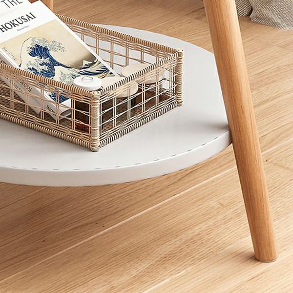 Stone 3 Legs Cocktail Table Modern Round Coffee Table with Shelf