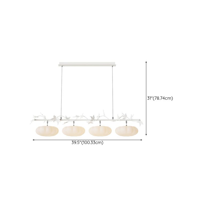 Contemporary Pumpkin Shaped Hanging Pendant Lights in White for Dining Room