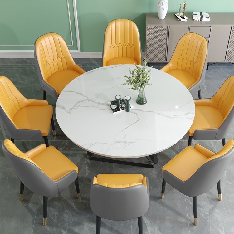 Chaises de salle à manger en métal de Style nordique, chaise Parsons rembourrée avec bras