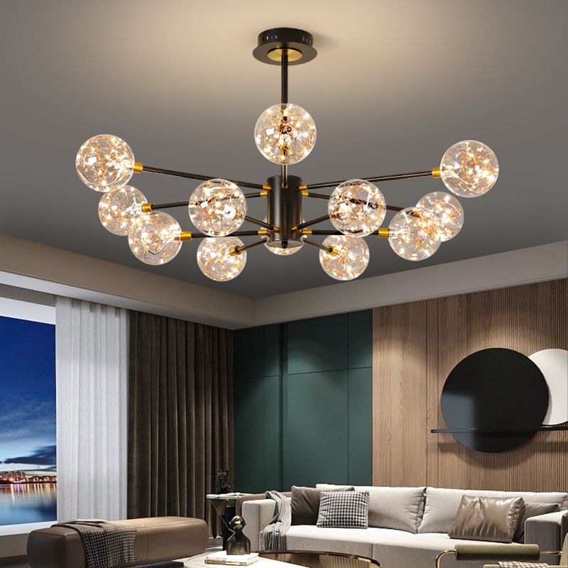 Luce a sospensione a sospensione globale con soffitto in vetro trasparente contemporaneo