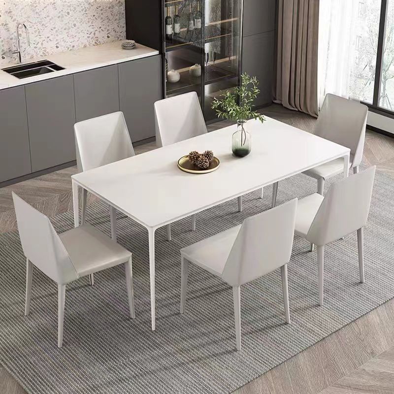 Modern 1/4/5/6/7 Pieces White Dining Set Sintered Stone Dining Table Set with Chairs