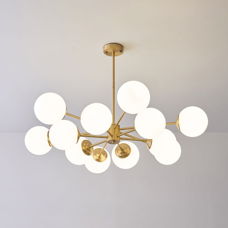 White Glass Global Hanging Chandelier Modern Style Multi Lights Ceiling Pendant Light