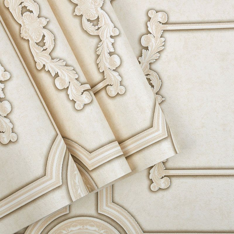 European 3D Faux Wood Wallpaper for Living Room Decoration, 20.5" by 33' Wall Covering in Beige