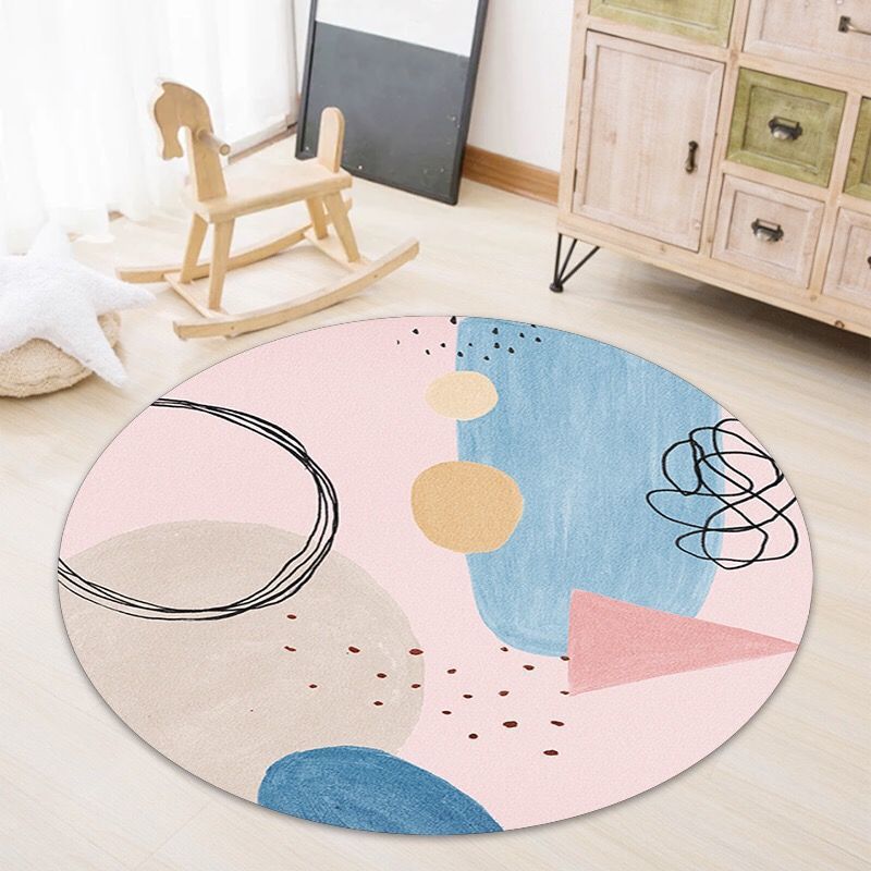 Orange Modern Carpet Polyester Color Block Carpet Stain Resistant Carpet for Living Room