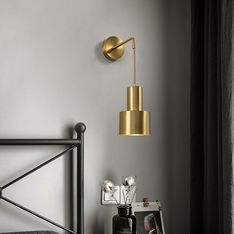 Lámpara de pared colgante artística moderna Luz de pared cilíndrica de cobre para espacios interiores