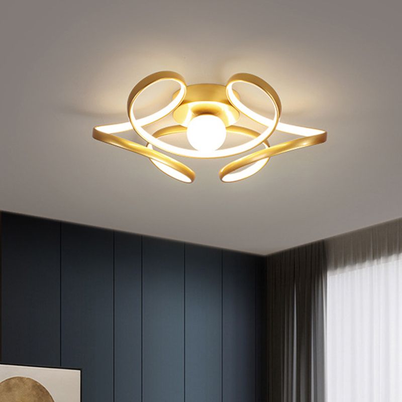 Metal Twist Flush Mount Ceiling Light Minimalist LED Flush Mount Fixture with Ball Acrylic Shade