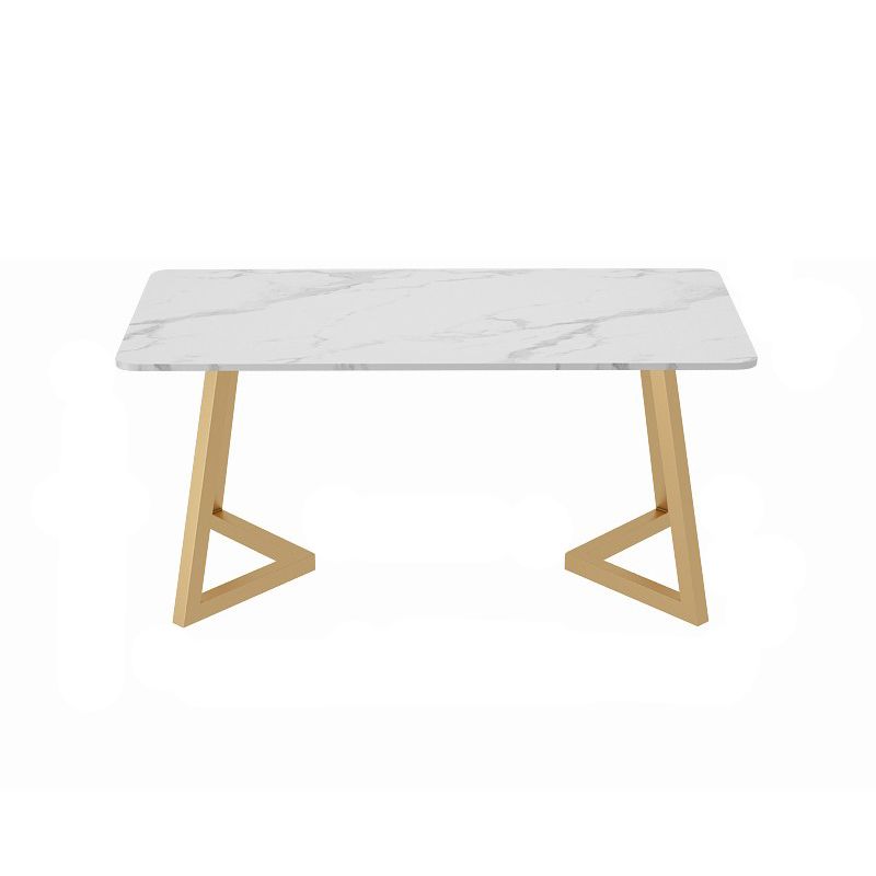 Traditional Luxury Dining Table White Stone Top Gold Base Dining Room Table