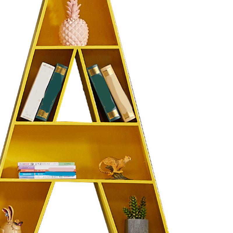 Contemporary Closed Back Bookshelf Metal English Alphabet Shelf