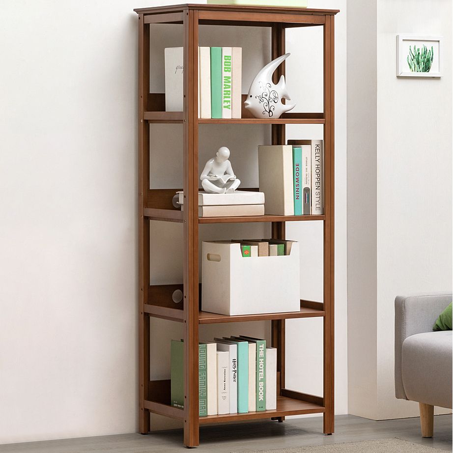 Modern Open Bookshelf Rectangle Wood Bookcase with Shelves for Home