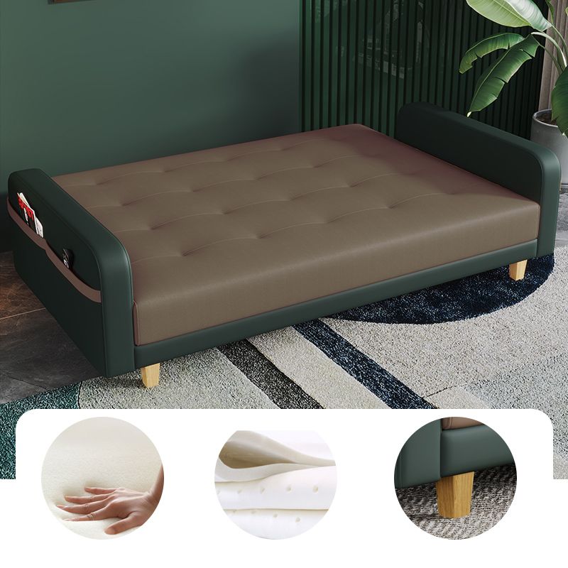 30.7" H Faux Leather Square Arm Tufted Sofa Bed For Living Room