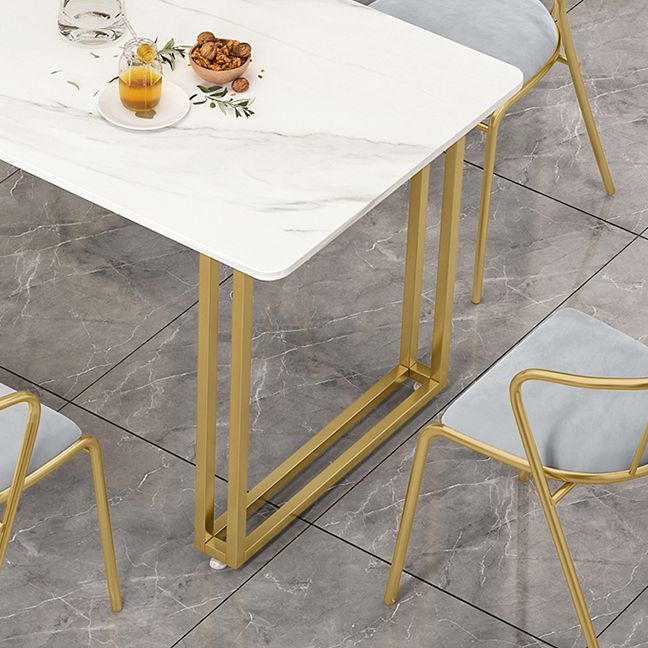 Glam Sintered Stone Dining Room Set Standard Height with Double Pedestal Base Dining Furniture