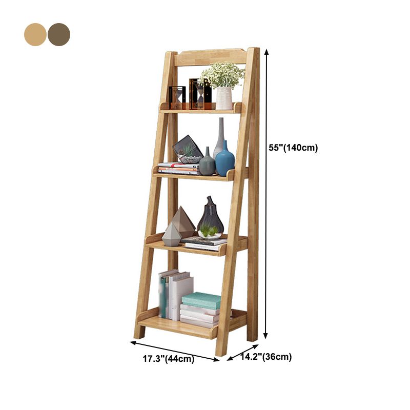 Ladder Bookshelf Modern Walnut Bookcase with 4-shelf for Home Office