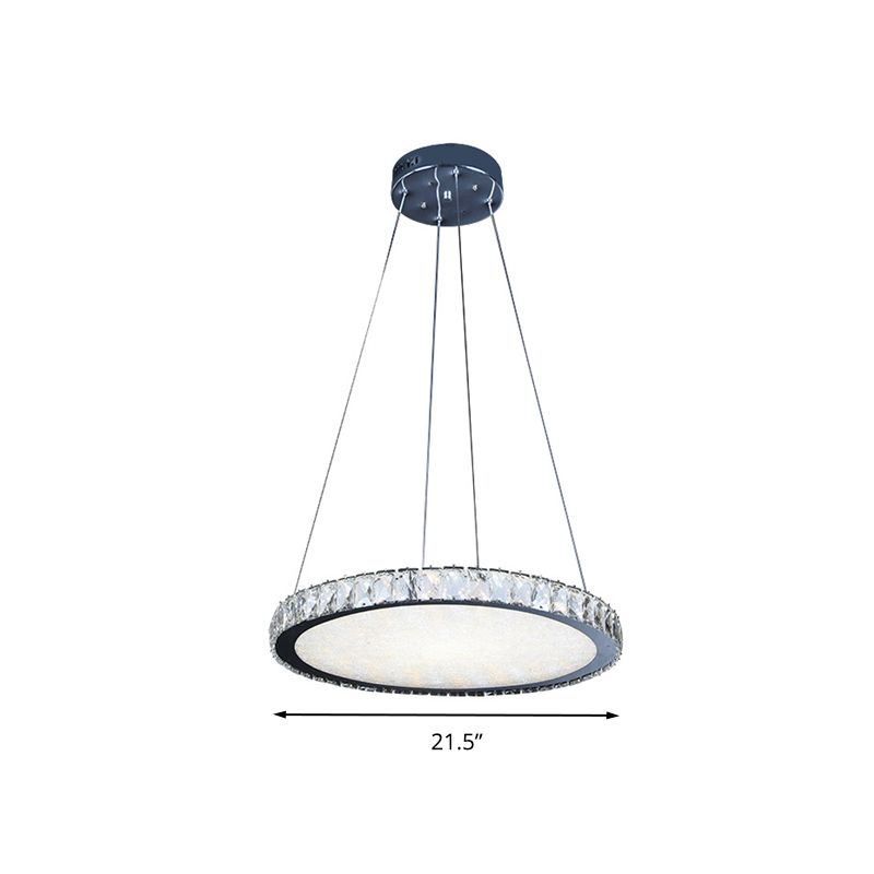 Accesorio de iluminación de araña redonda de cristal LED contemporáneo de níquel LED Luz de techo