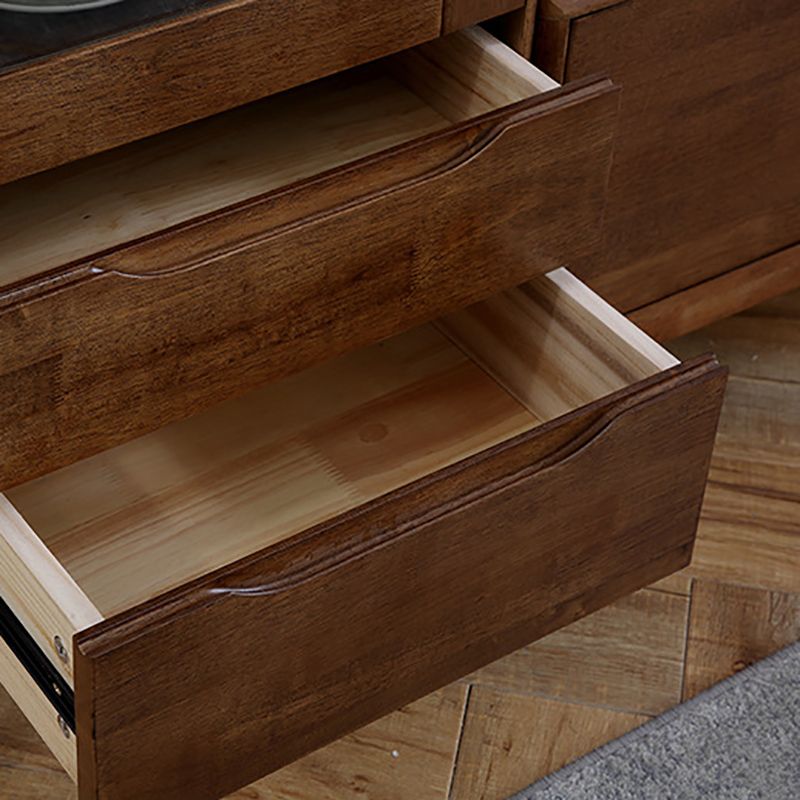 Two Drawer Accent Cabinet Rectangular Wooden and Glass 1-Door Cabinet