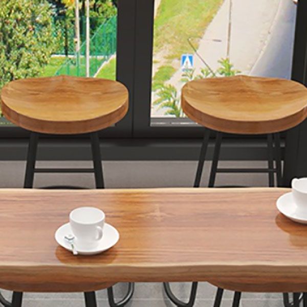 Modern Table Set 1/7 Pieces Bar Rectangle Wood Counter Table with Stools for Milk Tea Shop