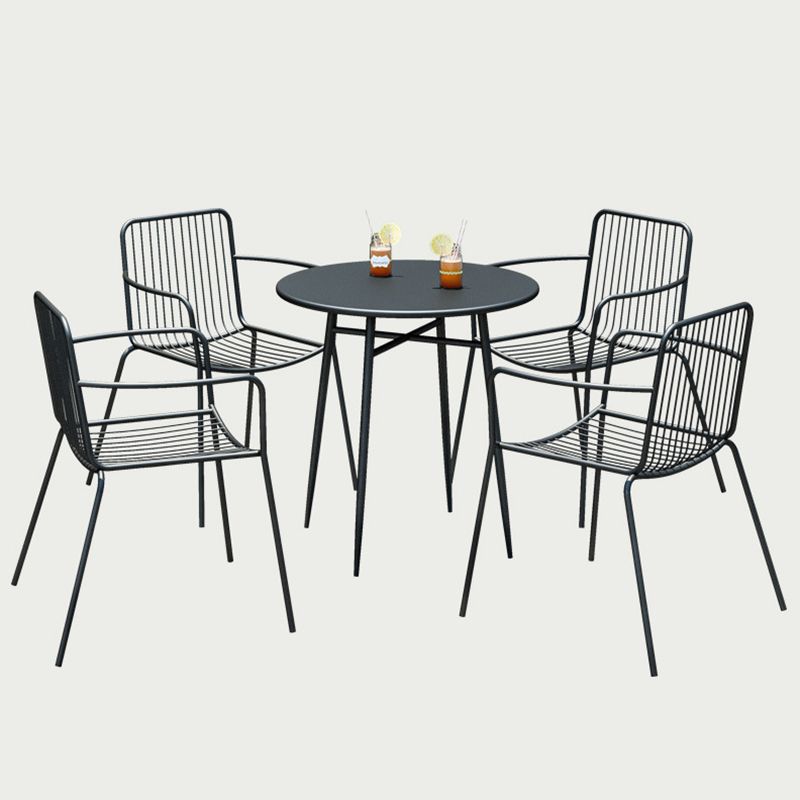 Modern Metallic Finish Dining Table Set 1/3/5 Pcs Metal Dining Set