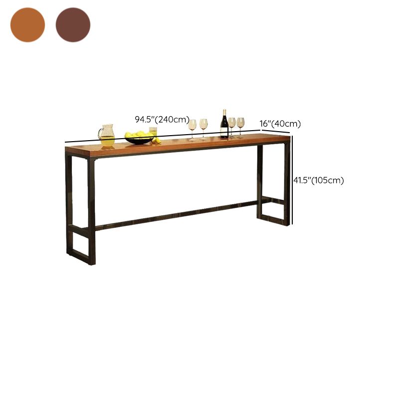 Industrial Bar Wine Table Solid Wood Top Bistro Table with Black Base