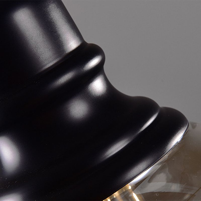 Black Shaded Pendant Lighting Fixture Minimalist Style Glass Hanging Ceiling Light