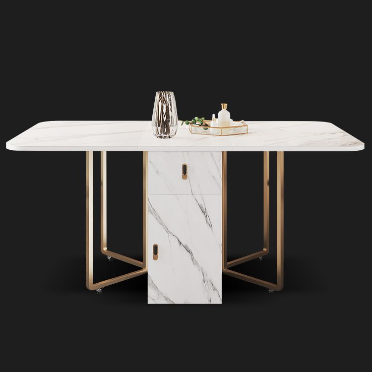 Rectangle Contemporary Sintered Stone Dining Room Set Foldable Dining Furniture for Restaurant