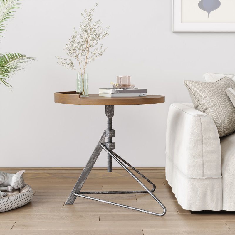 Contemporary Style Side End Table Metal Abstract Round Sofa Side Accent Table