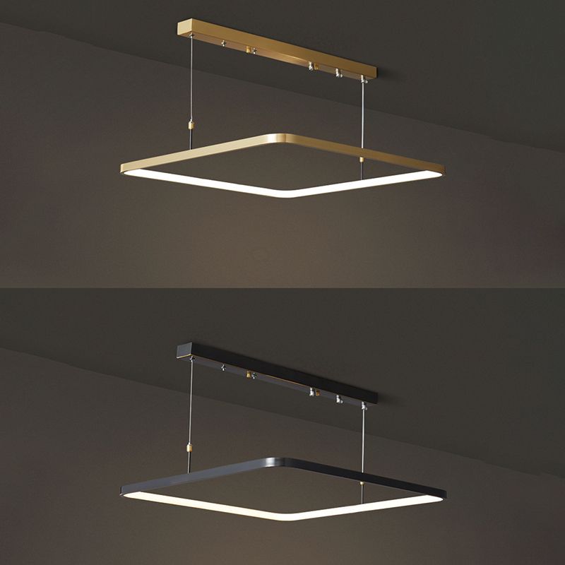 LED Bedroom Ceiling Pendant Light Modern Chandelier Light Fixture with Square Metal Shade
