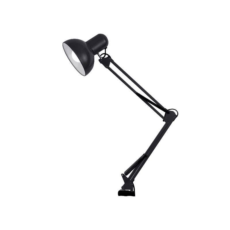 Modern Stylish 1 Bulb Desk Lamp with Metal Shade Black/White Adjustable Domed Reading Book Light for Bedroom
