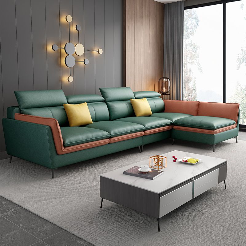 133.86" W √ó 70.87" D √ó 37.40" H L-Shape Faux Leather High Back Flared Arm Sectional