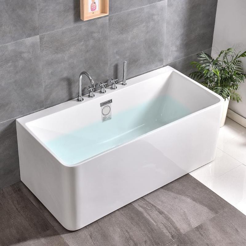 Modern Soaking Bathtub Acrylic Rectangular White Bathtub , 23.62-inch Tall