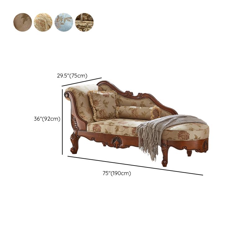 Living Room Chaise Rolled Arms Traditional Chaise Lounge with Cotton Upholster