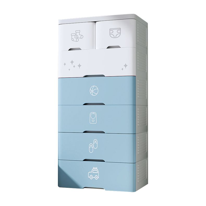Contemporary Style Non-Hanging Armoire Plastic Storage Cabinet with Drawers
