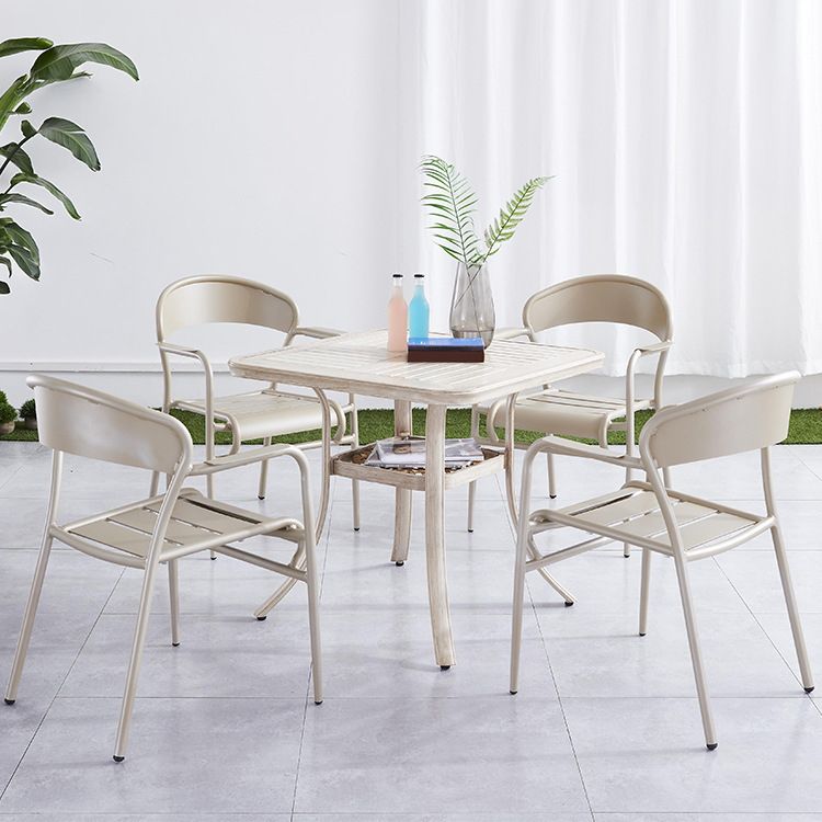 1/4/5 Pcs Metal Beige Bistro Set Contemporary Bistro Table Set