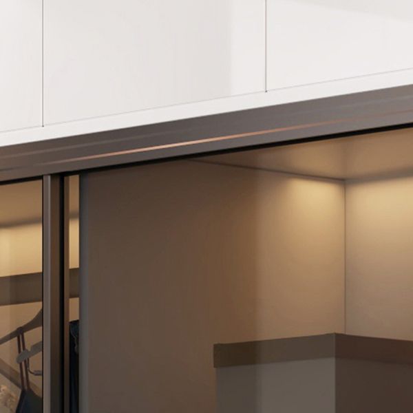 Wood and Glass Wardrobe Armoire Contemporary Sliding Wardrobe Closet