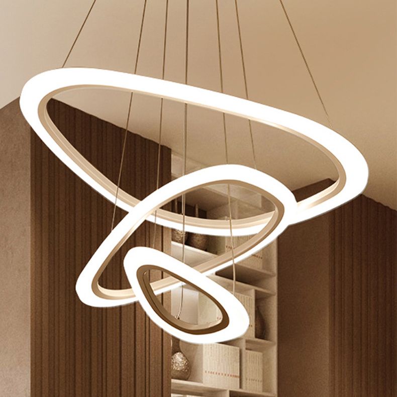 Lámpara de lámpara de nivel triangular blanco simplicidad acrílico LED LEULLACIÓN para comedor