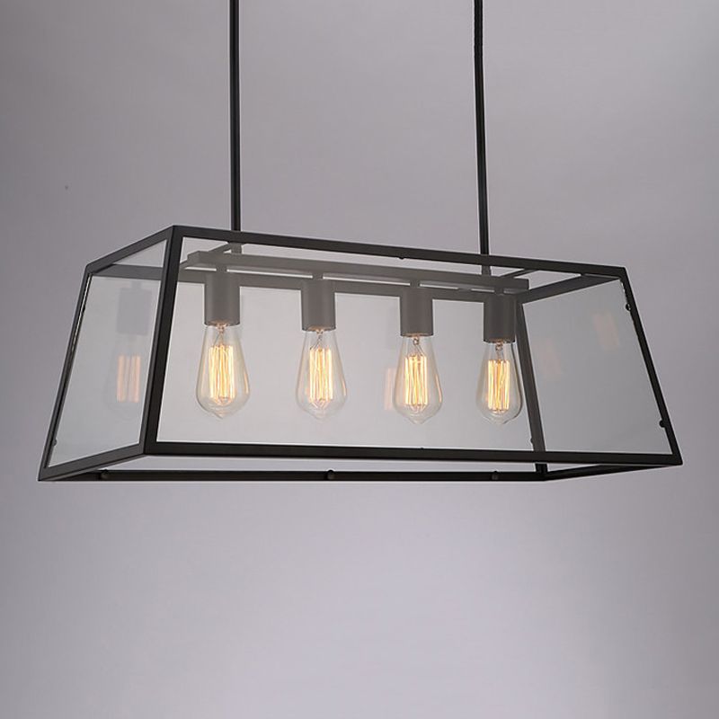 Industrial Trapezoid Island Lighting Metal Multiple-Light Island Pendant