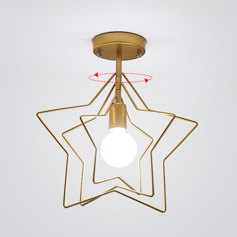 Modern Semi Flush Mount Lighting 1 Light Metal Semi Flush