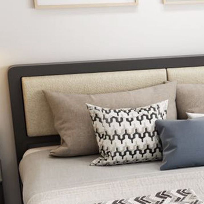 Contemporary Low Profile Panel Bed Upholstered Standard Bed in Black