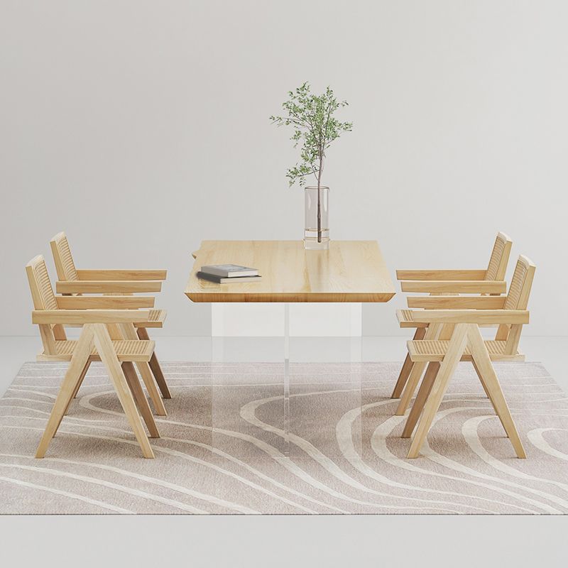 Modern 1/2/3/4/5 Pieces Rectangle Dining Set Solid Wood Dining Table with Chairs