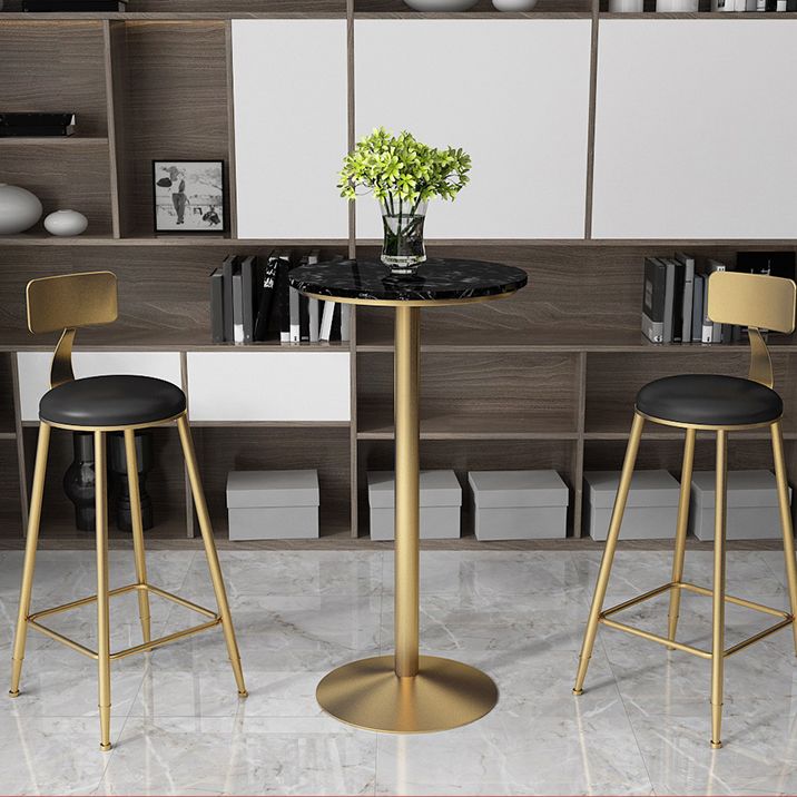 Glam Pedestal Pub Table Artificial Marble Bar Height Cocktail Table