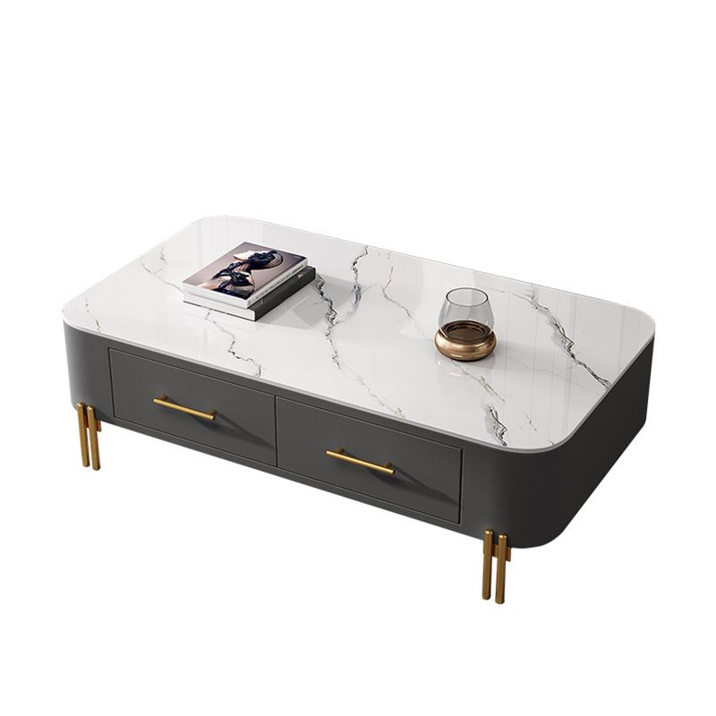 Glam 4 Legs Coffee Table Slate Rectangular Coffee Table for Home