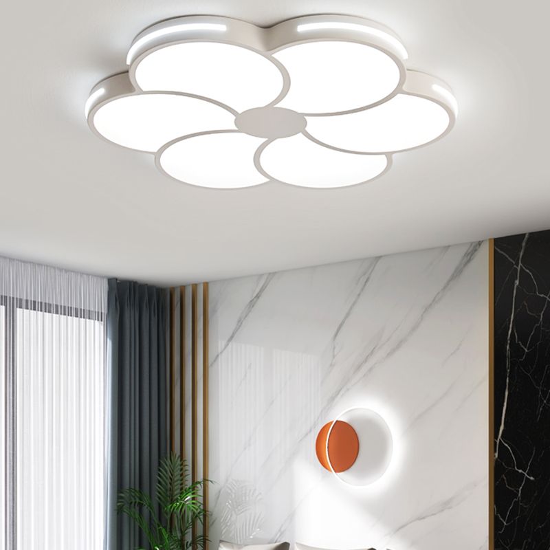 White Flower Ceiling Light Fixture Modernism Flush Mount for Bedroom