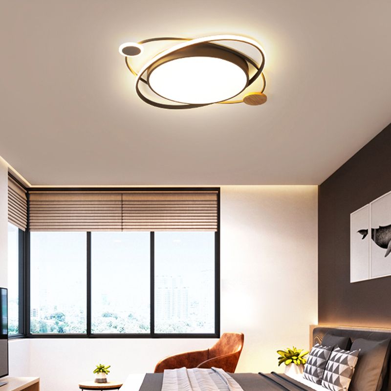 Metal Round Shape Flush Ceiling Light Modern Style 3 Lights Flush Mount Lighting