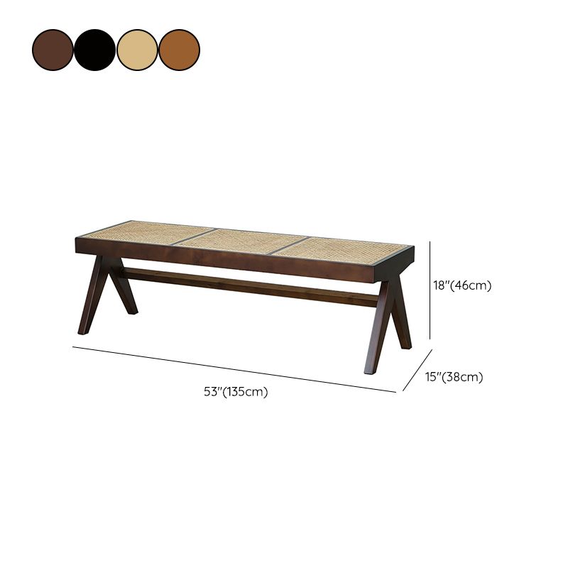 14.82-inch Width Tropical Bench Solid Wood Rectangle Bedroom Seating Bench