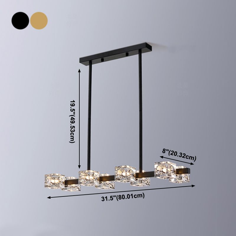 Würfelförmige Inselbeleuchtung zeitgenössische Kristallkronleuchterlicht