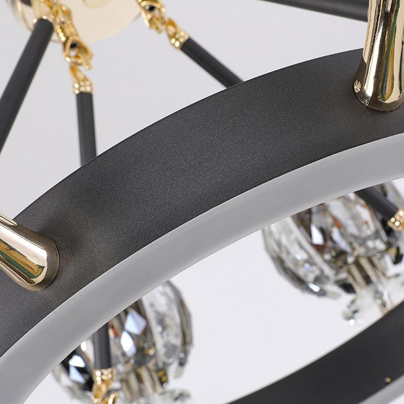 Black Global Global Chandelier Light tradicionalismo 6/8 Cabezas LEAM LED CHRISTAL CHISTAL PARA SALA DE VIVO